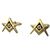 Classic Masonic Cuff Links Goldtone Blue