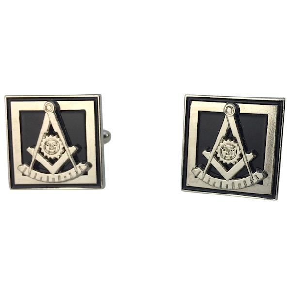 Past Master Cuff Links - Silver tone - Black