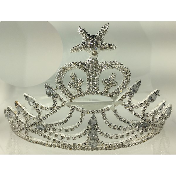 Amaranth Crown Silvertone w ALL White Rhinestones