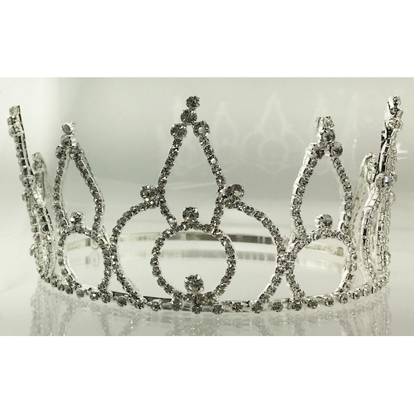 Rhinestone Crown Silvertone ALL White Rhinestones