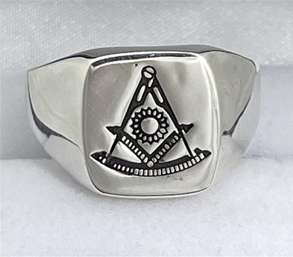 Master Mason ring round face with large S&C and "G" - 10KYG