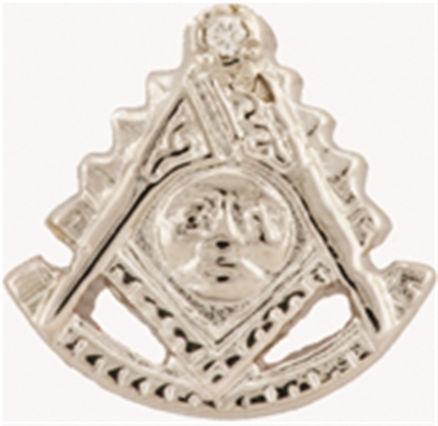 Past Master Lapel Button in 10K WG with diamond