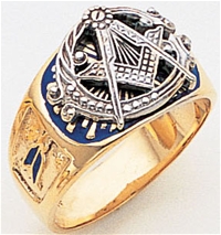 Masonic ring Enameled Round Front with S&C and "G" - 10KYG