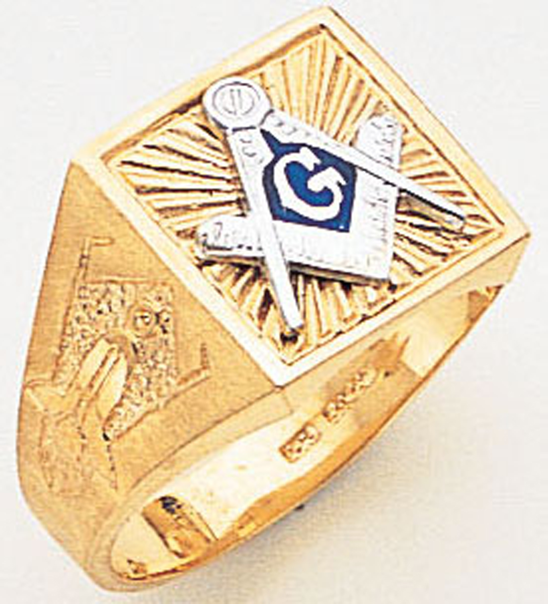 Gold Masonic Ring Solid Back 3187SBL