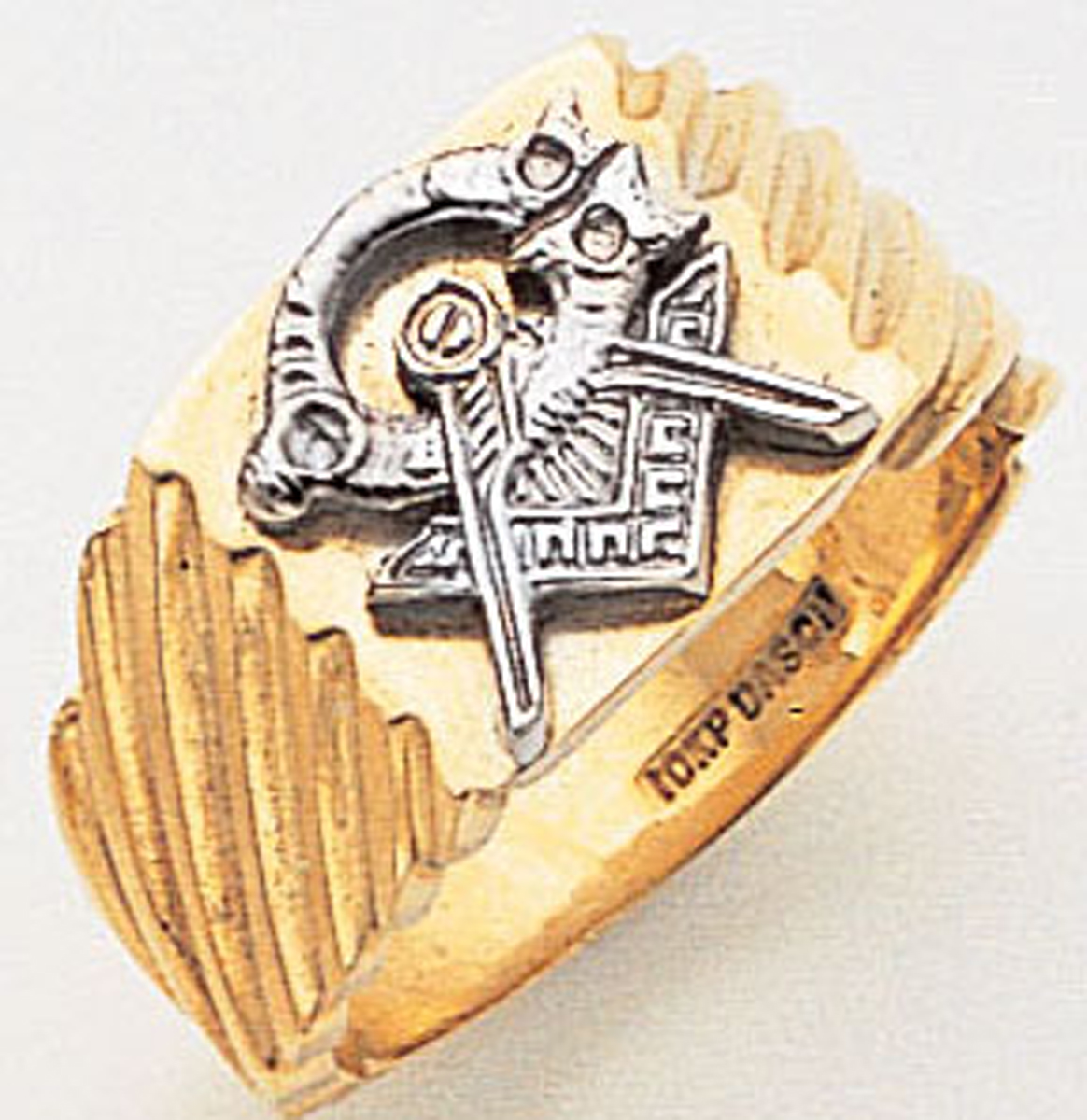 Gold Masonic Ring Solid Back 3214