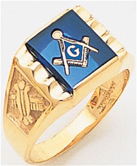 Masonic Rings Square stone with S&C and "G" - 10KYG