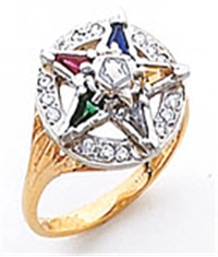 O.E.S. Member's ring with 15 one point cubic zircons