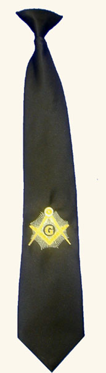 Black Masonic Clip-on Tie