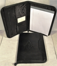 Deluxe Portfolio-Black with Masonic debossed emblem