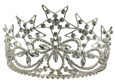 OESCrown in silver tone with rhineston  Five Stars