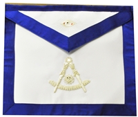 Past Master White Satin Apron Silver Bullion