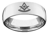 Past Master Tungsten Ring - Square, Compass, Quadrant and Sun Emblem