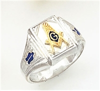 Master Mason ring Square front & S,C and "G"  - Sterling Silver