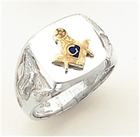 Master Mason ring Square front & S,C and "G"  - Sterling Silver