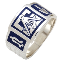 Mason ring Enameled Front with S&C and "G"  Sterling Silver